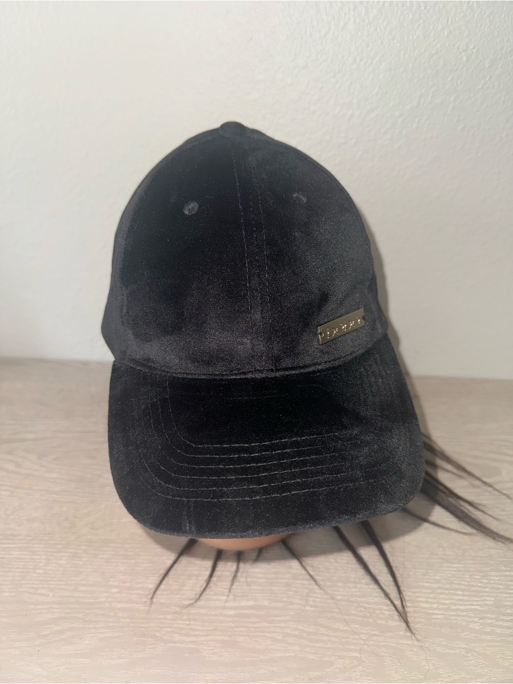 Black velvet baseball cap by Bebe